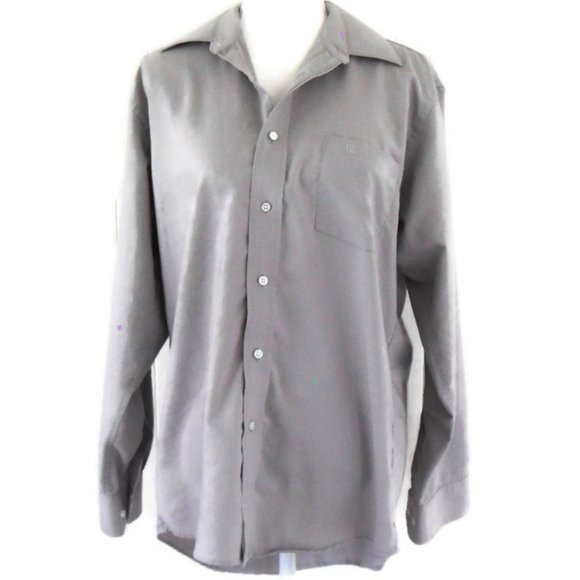 Pierre Cardin Men’s 15.5 Light Gray Dress Shirt Classic Fit - Picture 2 of 5